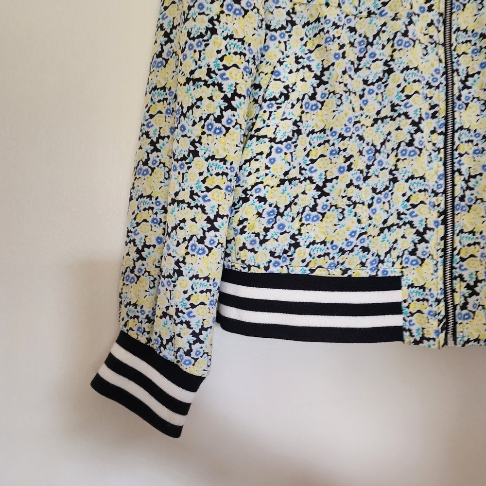 Equipment Abbott Bomber Jacket Coat Zip Up Pure Silk Floral Flowers Size XS - Picture 7 of 16